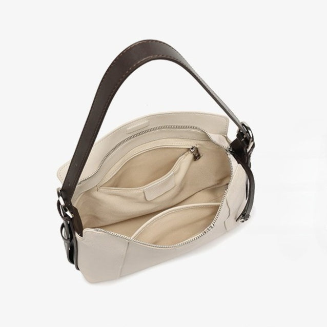 Women's Milled Cowhide Geometric Shoulder Bag with Ring Detail