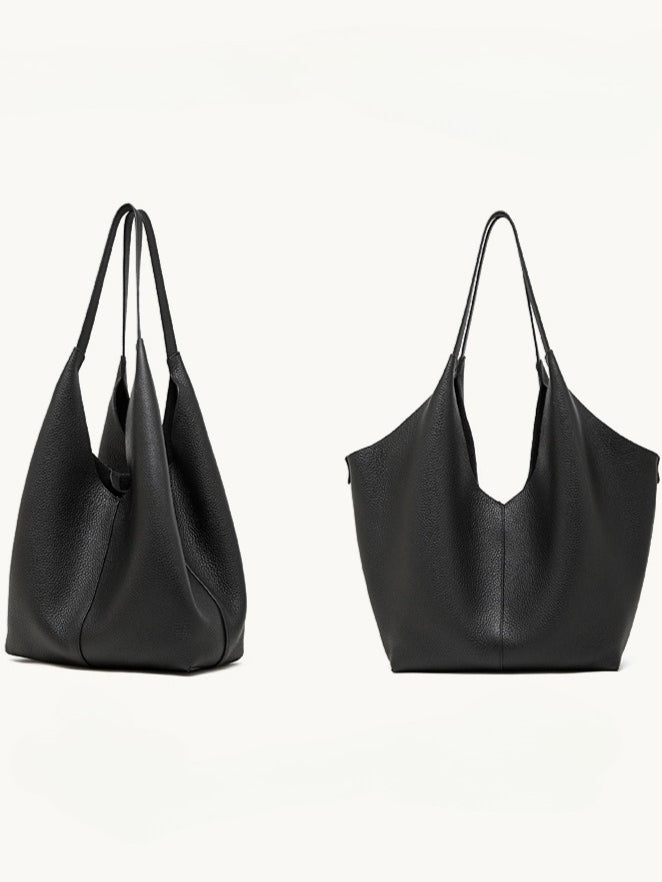 Women's Pebbled Cowhide V-Cut Hobo Shoulder Bag