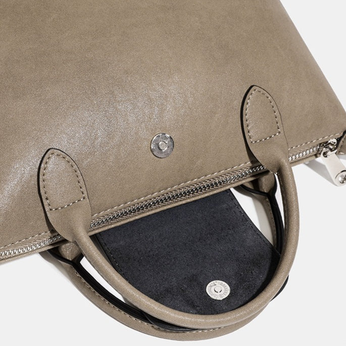 Women's Genuine Leather Dumpling Bag with Detachable Strap