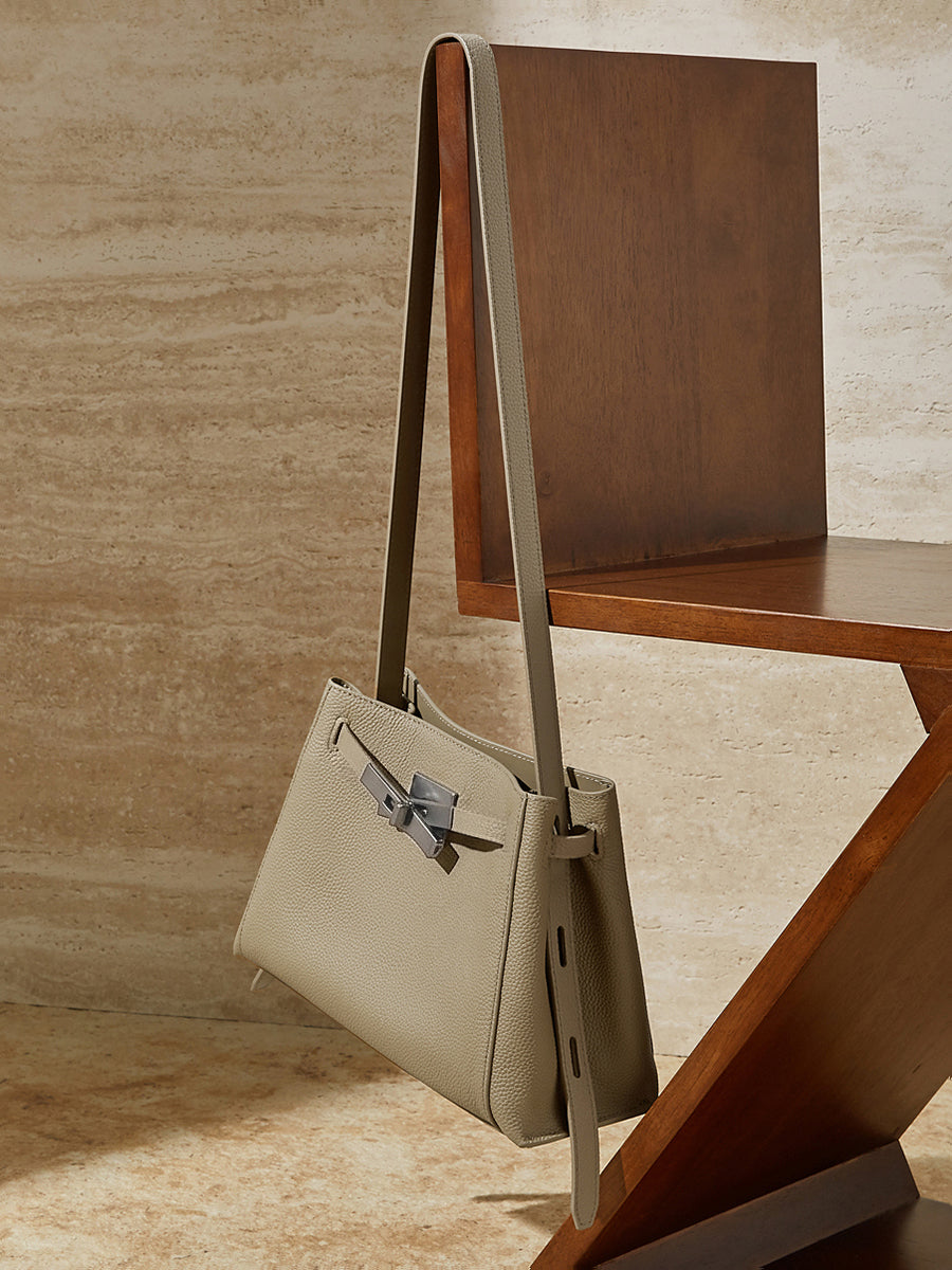 Women's Pebbled Cowhide Bucket Tote with Dual Straps