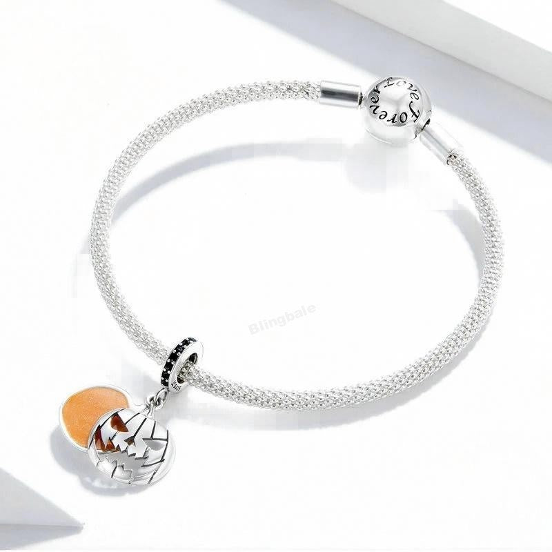 “Pumpkin Grin” S925 Sterling Silver Halloween Pumpkin Pendant