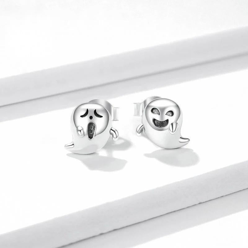 “Devil Ghost” S925 Sterling Silver Zircon Halloween Stud Earrings