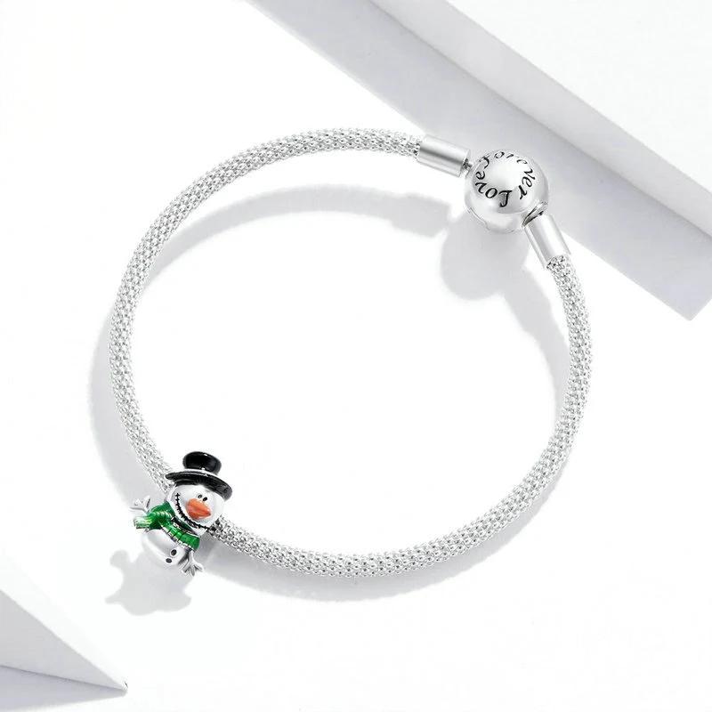 “Snowman Cheer” S925 Sterling Silver Christmas Snowman Charm Bead