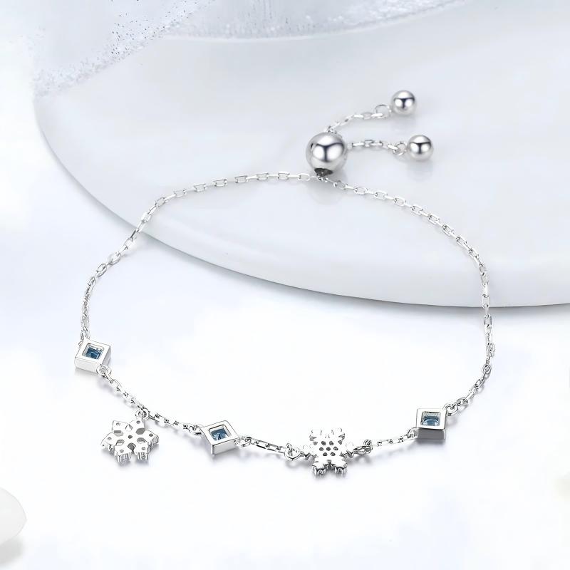 “Frosted Snowflake” S925 Sterling Silver Snowflake Bracelet