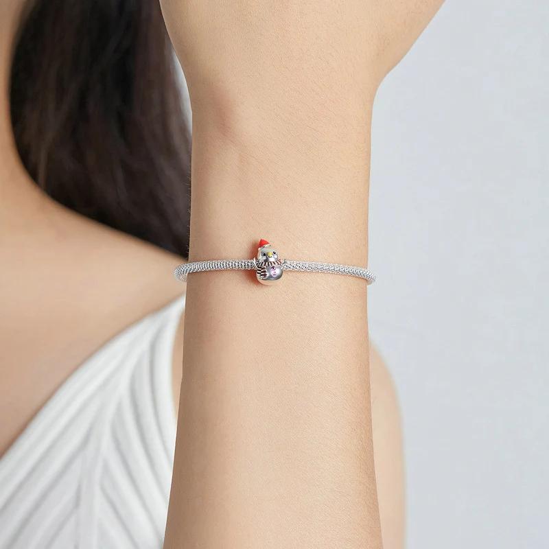 “Snowy Smiles” S925 Sterling Silver Christmas Snowman Charm Bead