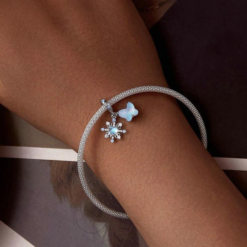 “Frostwing Butterfly” S925 Sterling Silver Snowflake Butterfly Charm Bead