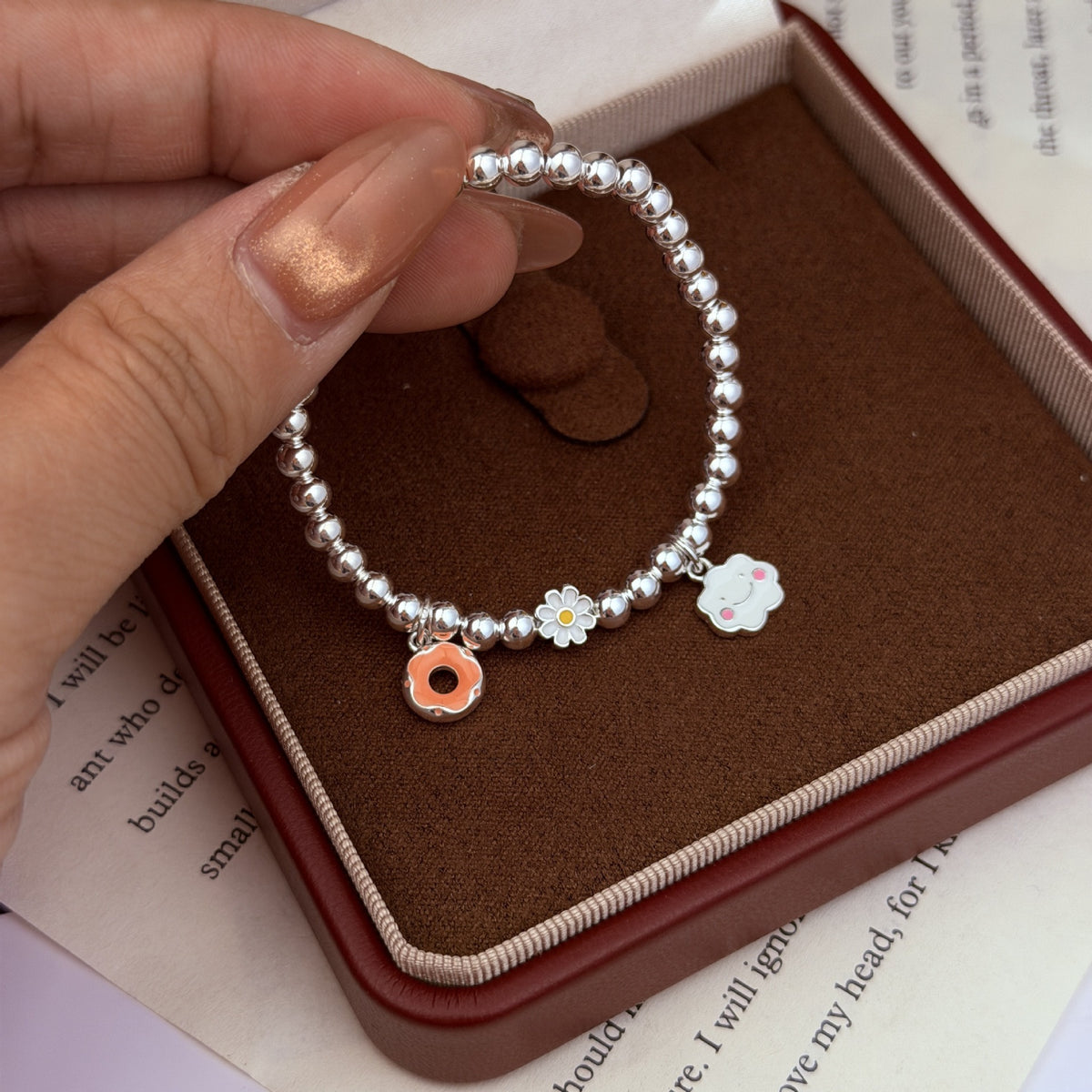 “Rainbow Smile” S925 Sterling Silver Rainbow Smile Beaded Bracelet