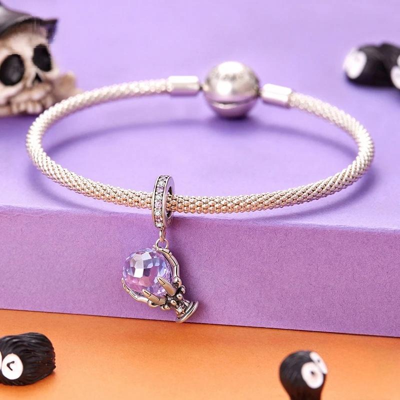 “Crystal Spell” S925 Sterling Silver Halloween Crystal Pendant Bead
