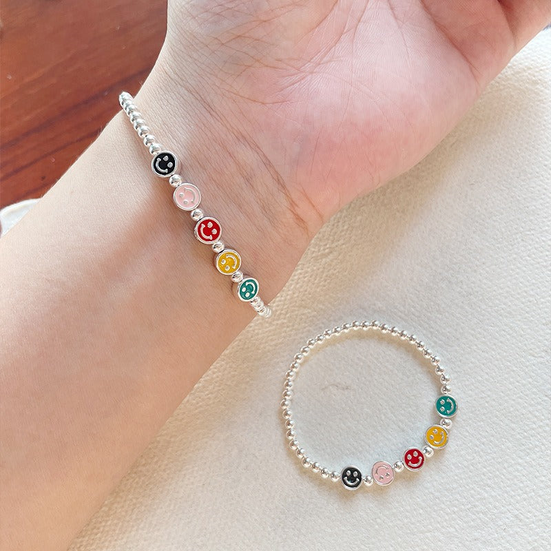 “Rainbow Smile” S925 Sterling Silver Rainbow Smile Beaded Bracelet