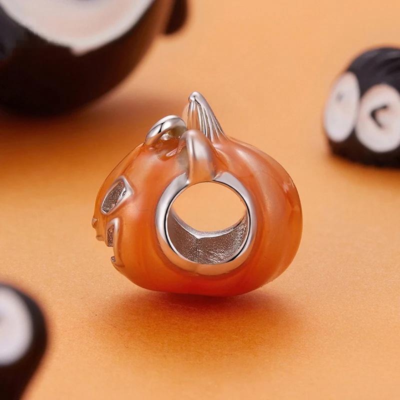 “Glow Pumpkin Cat” S925 Sterling Silver Halloween Bead