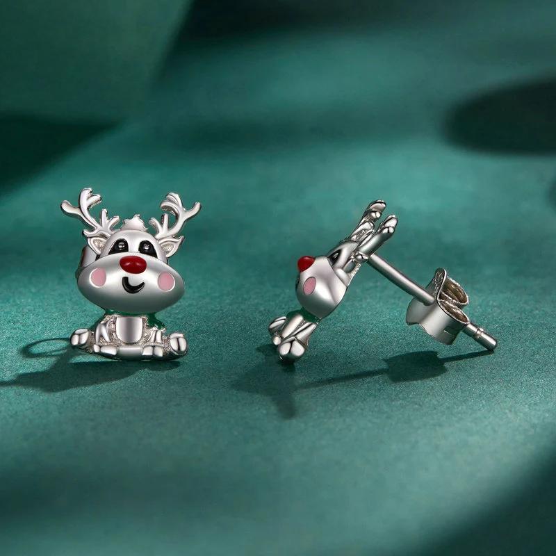 “Reindeer Noel” S925 Sterling Silver Reindeer Stud Earrings