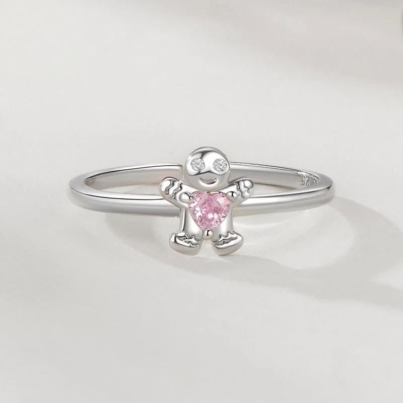 “Gingerbread Sweet” S925 Sterling Silver Open Gingerbread Man Ring