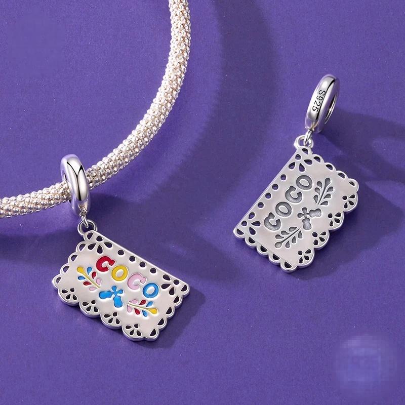 “Dia de los Muertos” S925 Sterling Silver Memorial Banner Pendant Bead