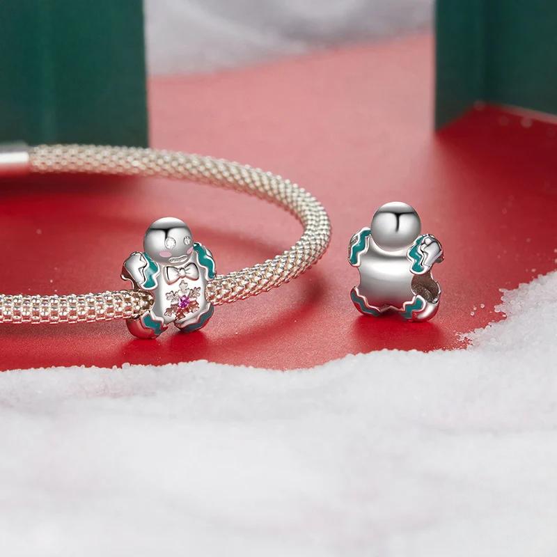 “Gingerbread Joy” S925 Sterling Silver Christmas Gingerbread Man Charm Bead