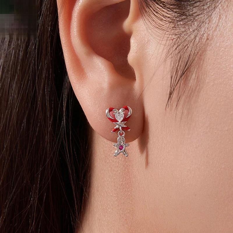 “Gingerbread Charm” S925 Sterling Silver Christmas Gingerbread Stud Earrings