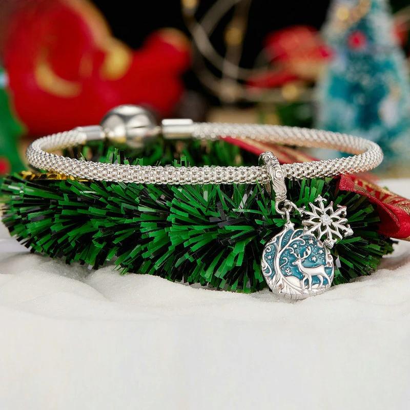 “Luminous Reindeer” S925 Sterling Silver Glow-in-the-Dark Christmas Charm Bead