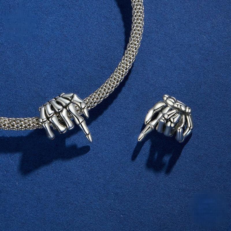 “Bone Touch” S925 Sterling Silver Halloween Skeleton Finger Bead