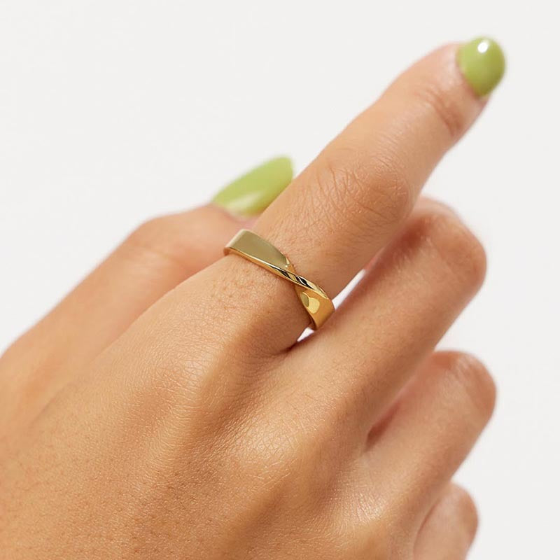 “Twisted Elegance” S925 Sterling Silver Open Adjustable Geometric Ring
