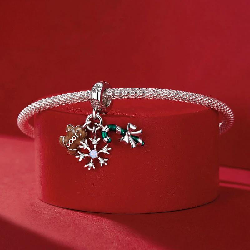 “Gingerbread Frost” S925 Sterling Silver Christmas Gingerbread Charm Bead