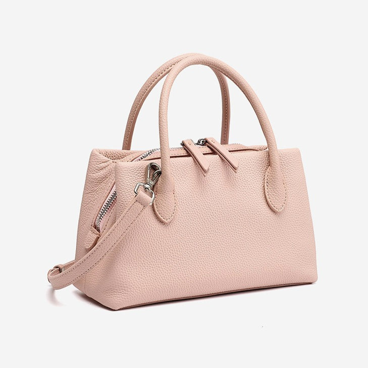 Women's Pebbled Cowhide Mini Tote Bag with Detachable Strap