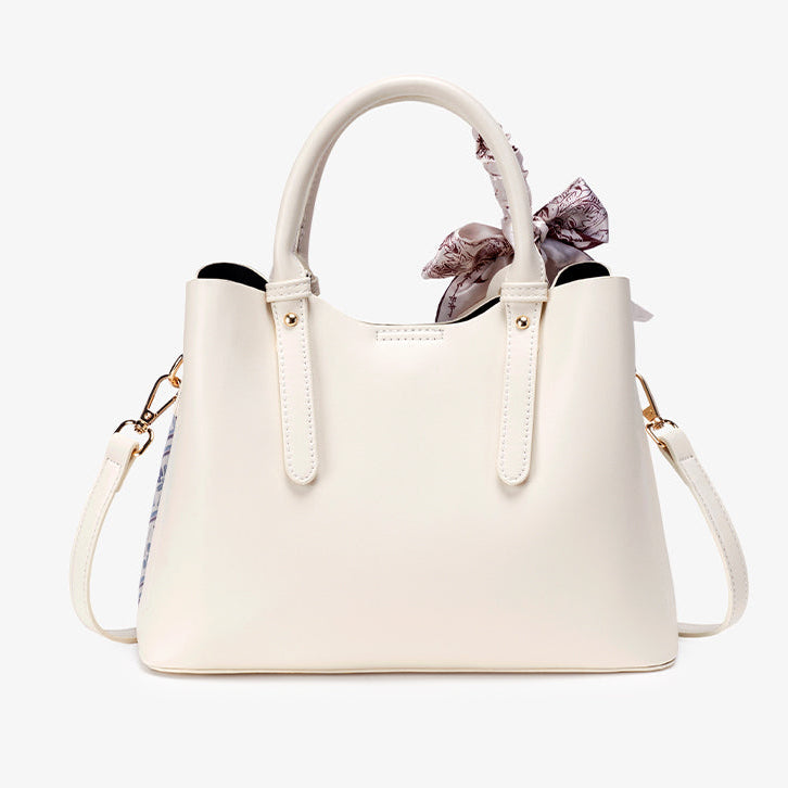 Women's Lavender Brocade Pattern Mini Tote with Scarf Bow