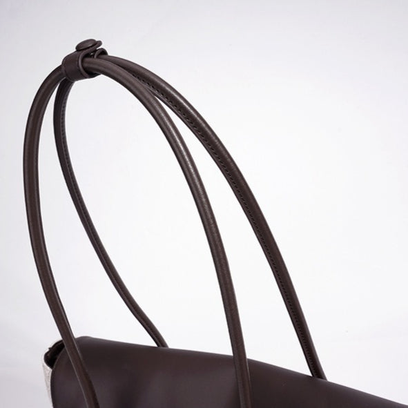 Women's Canvas Tote Bag with Genuine Leather Flap