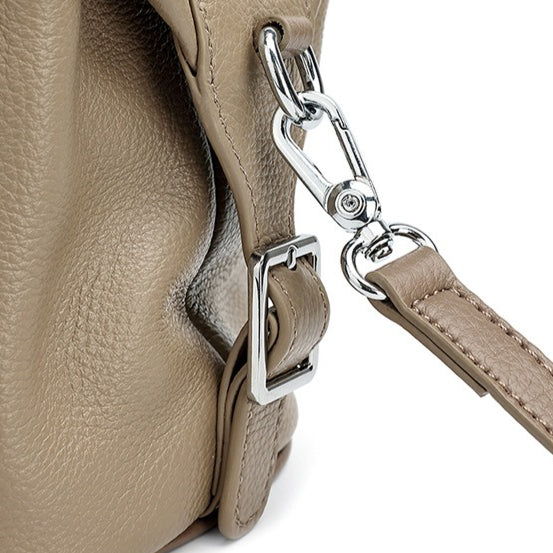 Women's Pebbled Cowhide Pillow Clutch Bag with Adjustable Strap