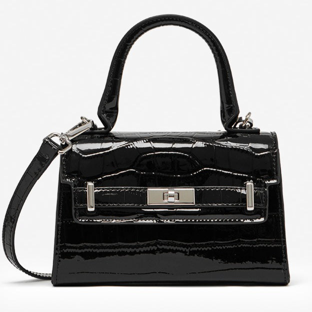 Women's Croc-Embossed Cowhide Structured Top-Handle Bag
