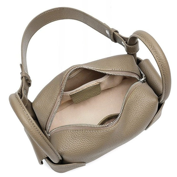 Women's Pebbled Cowhide Mini Boston Bag with Adjustable Strap