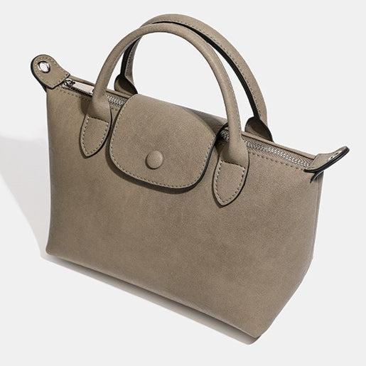 Women's Genuine Leather Dumpling Bag with Detachable Strap