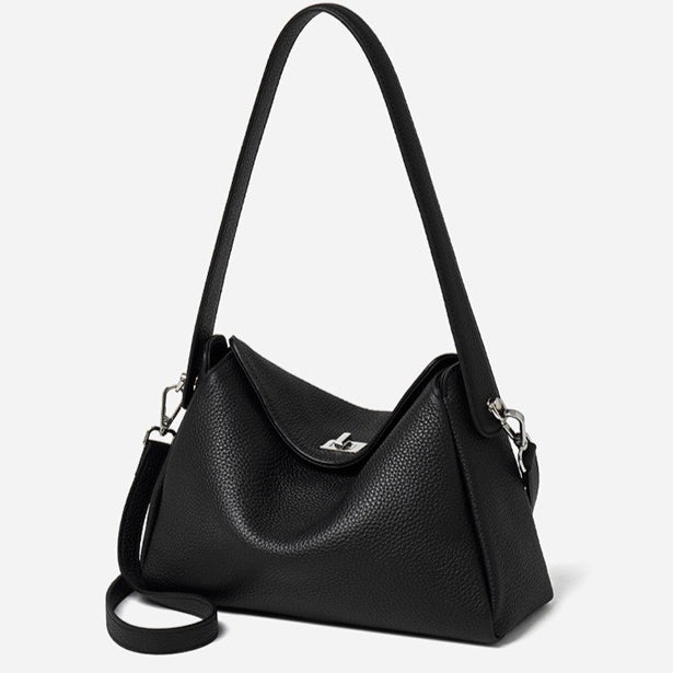 Women's Lychee-Grain Cowhide Convertible Hobo Bag