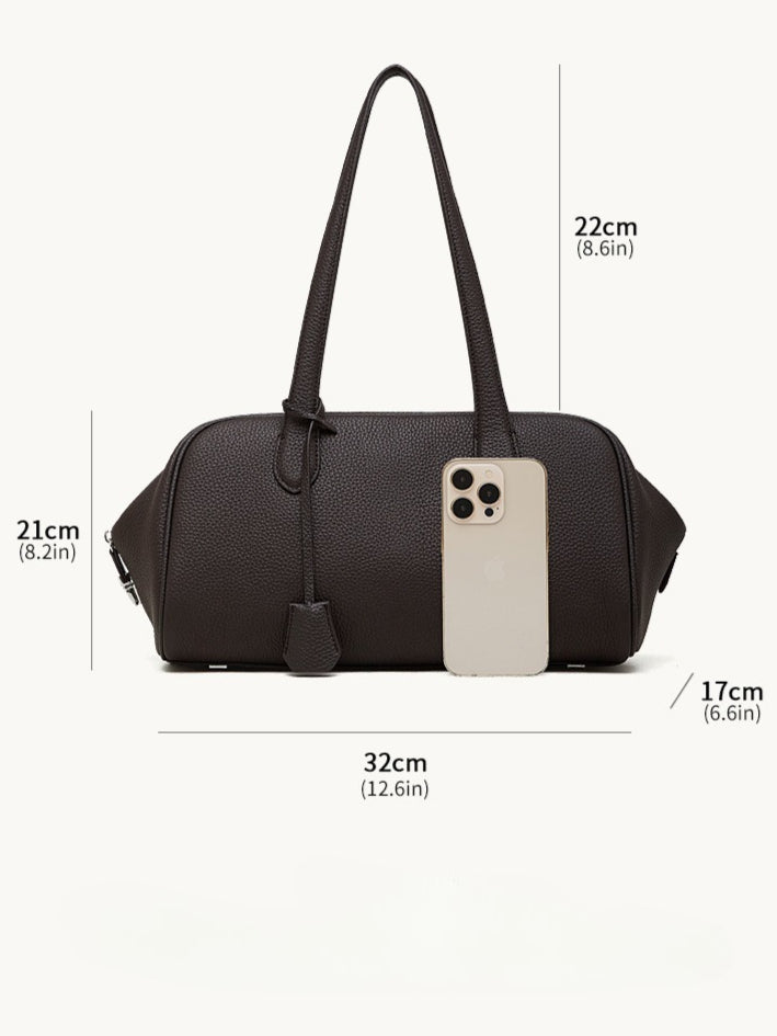 Women's Pebbled Cowhide East-West Bowling Tote Bag