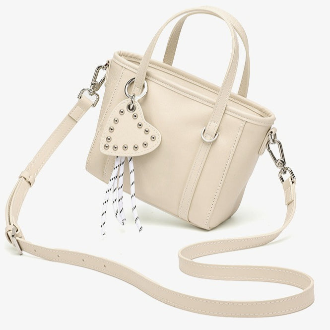 Women's Vegetable-Tanned Cowhide Mini Tote with Heart Charm