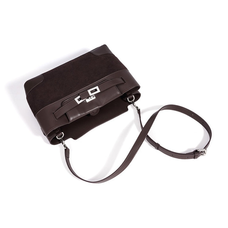 Women's Suede Leather Slouchy Clutch Bag with Detachable Pouch