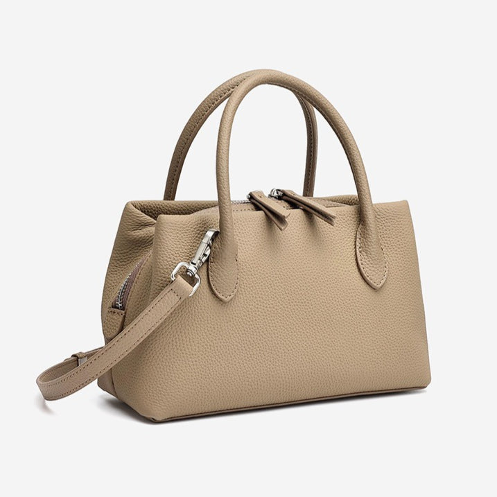 Women's Pebbled Cowhide Mini Tote Bag with Detachable Strap