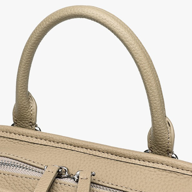 Women's Pebbled Cowhide Boston Bag with Detachable Straps