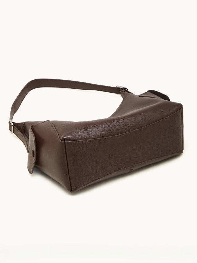 Women's Full-Grain Vegetable-Tanned Leather Tote Bag with Side Pockets
