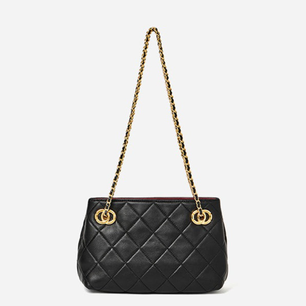 Women's Quilted Sheepskin Chain Mini Tote Bag
