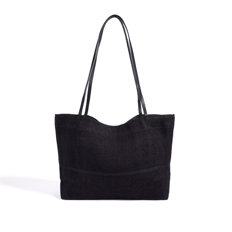Women's Linen Tote Bag with Structured Base and Wide Straps