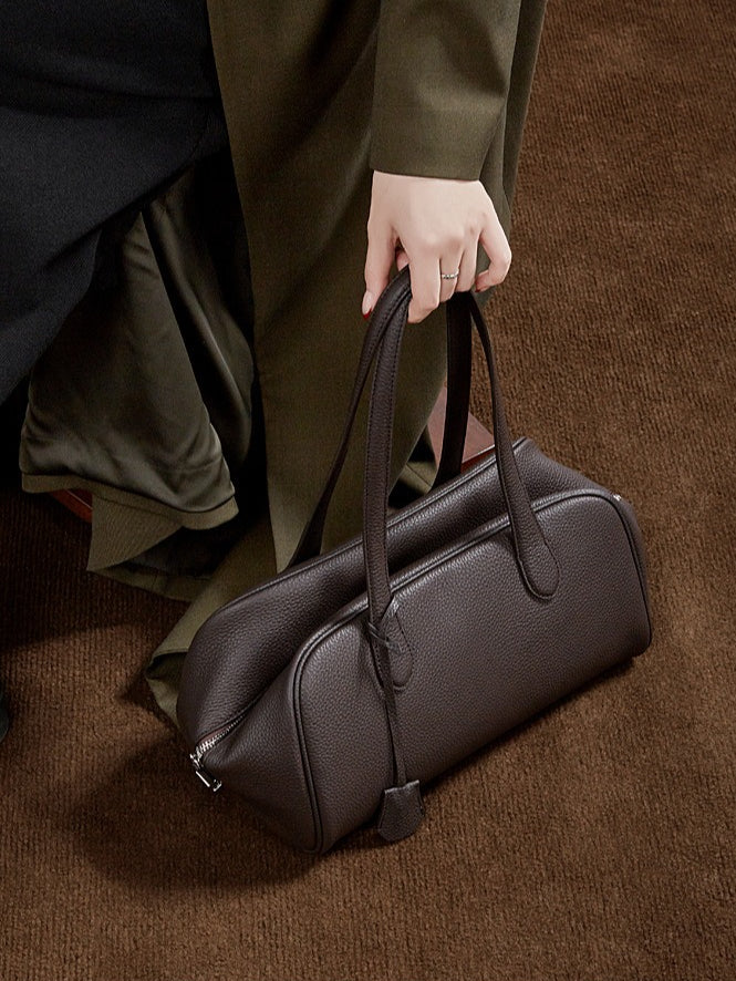 Women's Pebbled Cowhide East-West Bowling Tote Bag