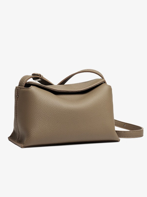 Women's Pebbled Cowhide Flap Crossbody Bag with Hidden Clasp