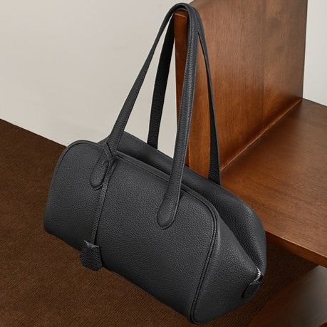 Women's Pebbled Cowhide East-West Bowling Tote Bag