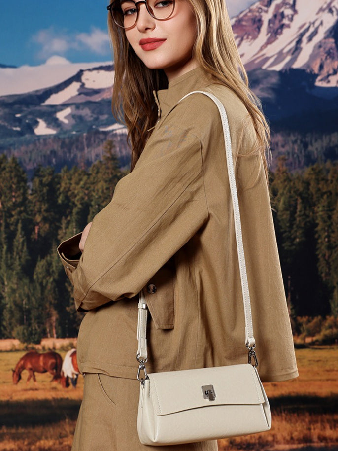 Women's Pebbled Cowhide Pillow Bag with Twist-Lock