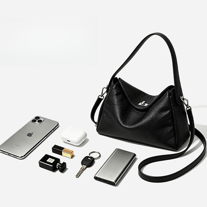 Women's Lychee-Grain Cowhide Convertible Hobo Bag