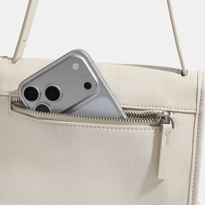 Women's Textured Cowhide Flap Messenger Bag with Dual Straps