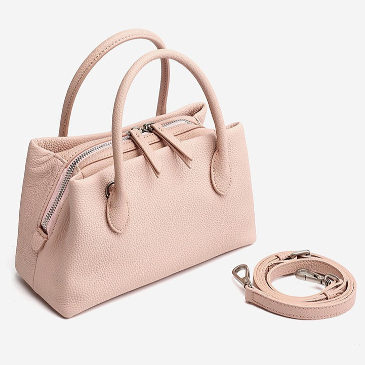 Women's Pebbled Cowhide Mini Tote Bag with Detachable Strap