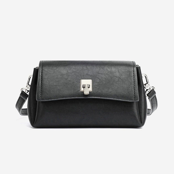 Women's Pebbled Cowhide Pillow Bag with Twist-Lock
