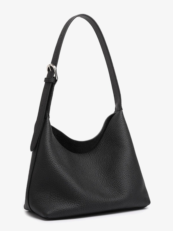 Women's TC Full-Grain Cowhide Hobo Bucket Bag with Adjustable Strap