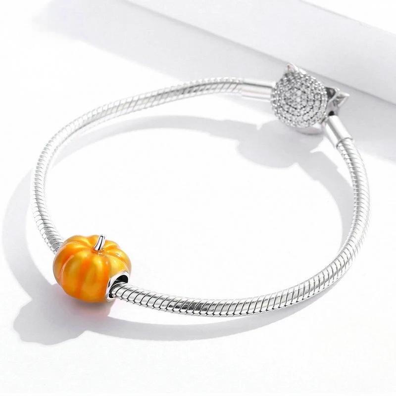 “Pumpkin Glow” S925 Sterling Silver Halloween Pumpkin Bead