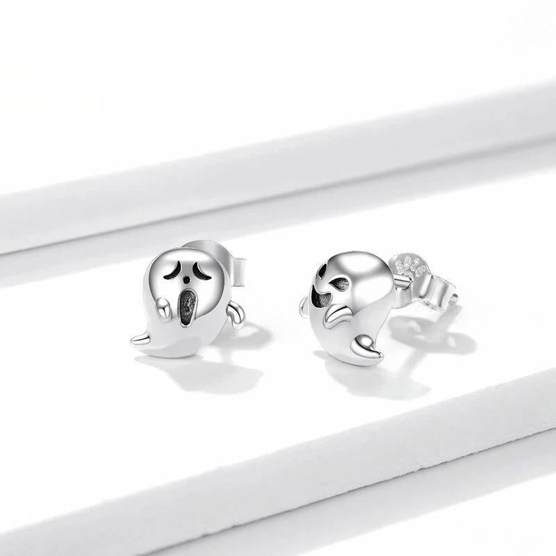 “Devil Ghost” S925 Sterling Silver Zircon Halloween Stud Earrings